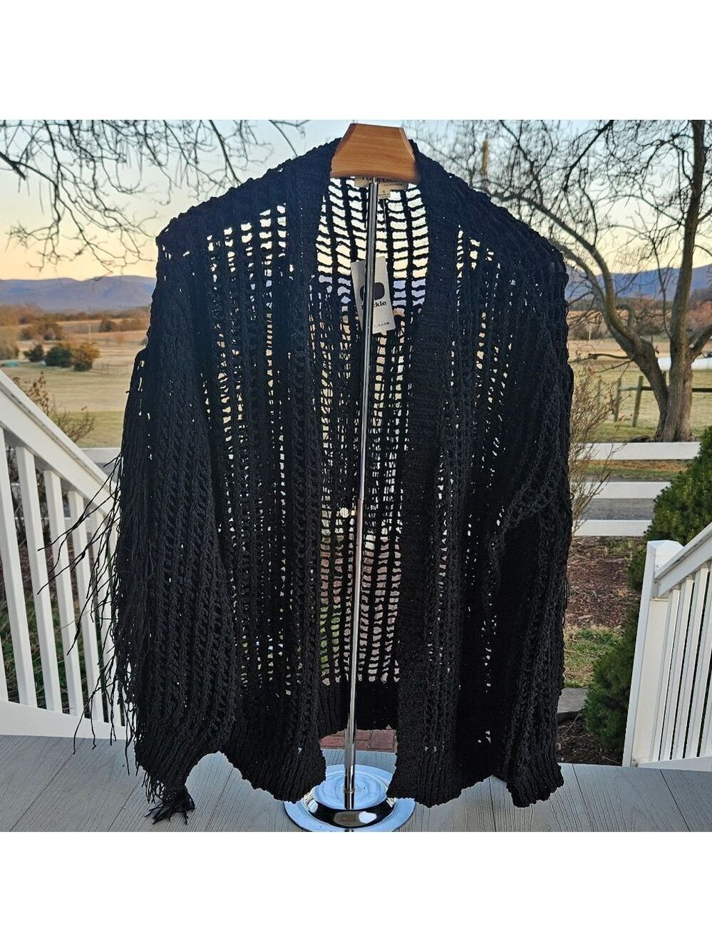 PEACH LOVE CALIFORNIA BUCKLE FRINGE FLYAWAY CARDIGAN NWT MSRP $55 Plush STYLE - Picture 4 of 16